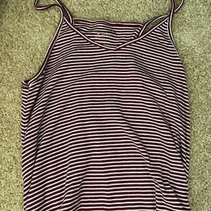 Red white stripe flowy tank
